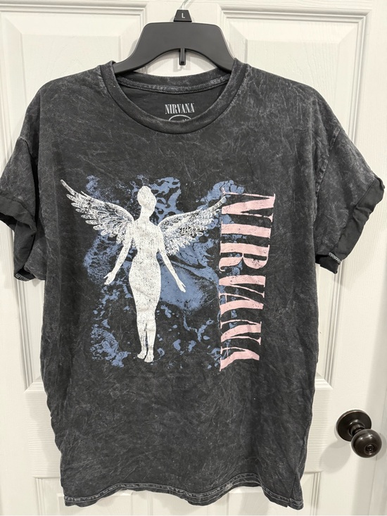 NIRVANA Other - NIRVANA Black Tee with Blue and Pink Angel Graphic